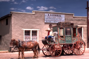 The stagecoach outside the OK Corral in Tombstone The stagecoach outside the OK Corral in Tombstone