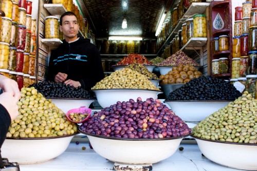 Marrakesh olive seller 500x333 Marrakesh: Morocco photo gallery